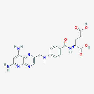 molecular formula C21H23N7O5 B14691913 N-(p-(((6,8-Diaminopyrido(2,3-b)pyrazin-2-yl)methyl)methylamino)benzoyl)glutamic acid CAS No. 34561-27-8