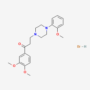 molecular formula C22H29BrN2O4 B14692108 Propiophenone, 3',4'-dimethoxy-3-(4-(o-methoxyphenyl)-1-piperazinyl)-, monohydrobromide CAS No. 23771-30-4