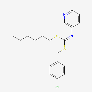 molecular formula C19H23ClN2S2 B14692435 (4-Chlorophenyl)methyl hexyl 3-pyridinylcarbonimidodithioate CAS No. 34763-26-3