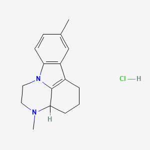 molecular formula C16H21ClN2 B14692484 2,3,3a,4,5,6-Hexahydro-3,8-dimethyl-1H-pyrazino(3,2,1-jk)carbazole hydrochloride CAS No. 34273-99-9