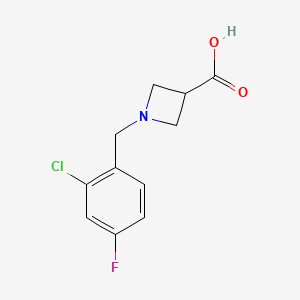 molecular formula C11H11ClFNO2 B1469262 1-[(2-Chloro-4-fluorophenyl)methyl]azetidine-3-carboxylic acid CAS No. 1341497-08-2