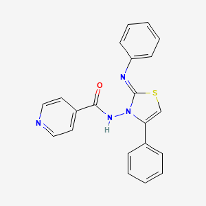 molecular formula C21H16N4OS B14692910 N-[(2Z)-4-Phenyl-2-(phenylimino)-1,3-thiazol-3(2H)-yl]pyridine-4-carboxamide CAS No. 23993-36-4