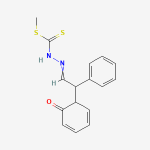 molecular formula C16H16N2OS2 B14692947 Methyl 2-[2-(6-oxocyclohexa-2,4-dien-1-yl)-2-phenylethylidene]hydrazine-1-carbodithioate CAS No. 26158-53-2
