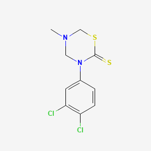 molecular formula C10H10Cl2N2S2 B14693015 2H-1,3,5-Thiadiazine-2-thione, tetrahydro-3-(3,4-dichlorophenyl)-5-methyl- CAS No. 23515-29-9