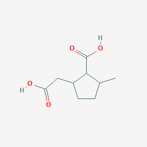 molecular formula C9H14O4 B14693054 Cyclopentaneaceticacid, 2-carboxy-3-methyl-(8CI,9CI) CAS No. 25362-67-8