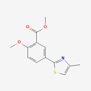 molecular formula C13H13NO3S B14693323 Benzoic acid, 2-methoxy-5-(4-methyl-2-thiazolyl)-, methyl ester CAS No. 35195-79-0