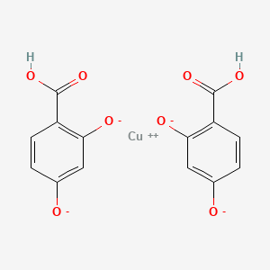 molecular formula C14H8CuO8-2 B14693367 Bis(4-hydroxysalicylato(2-)-O1,O2)cuprate(2-) CAS No. 32628-05-0