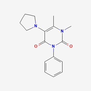 molecular formula C16H19N3O2 B14693388 Uracil, 1,6-dimethyl-3-phenyl-5-(1-pyrrolidinyl)- CAS No. 32150-73-5