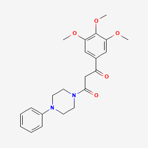 molecular formula C22H26N2O5 B14693410 Piperazine, 1-phenyl-4-((3,4,5-trimethoxybenzoyl)acetyl)- CAS No. 23776-27-4