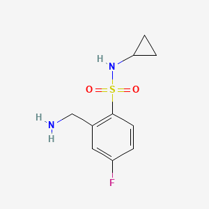 molecular formula C10H13FN2O2S B1469342 2-(aminomethyl)-N-cyclopropyl-4-fluorobenzenesulfonamide CAS No. 1192348-40-5