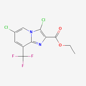 molecular formula C11H7Cl2F3N2O2 B1469346 Ethyl 3,6-dichloro-8-(trifluoromethyl)imidazo[1,2-A]pyridine-2-carboxylate CAS No. 1237838-85-5