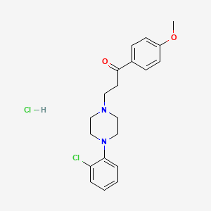molecular formula C20H24Cl2N2O2 B14693499 Propiophenone, 3-(4-(o-chlorophenyl)-1-piperazinyl)-4'-methoxy-, monohydrochloride CAS No. 23771-39-3
