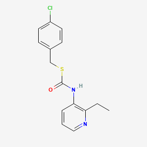 molecular formula C15H15ClN2OS B14693542 Carbonimidothioic acid, 3-pyridinyl-, S-((4-chlorophenyl)methyl) O-ethyl ester CAS No. 34763-52-5