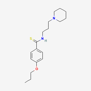 molecular formula C18H28N2OS B14693694 Benzamide, N-(3-piperidinopropyl)-p-propoxythio- CAS No. 32416-18-5