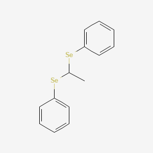 molecular formula C14H14Se2 B14693783 Benzene, 1,1'-[ethylidenebis(seleno)]bis- CAS No. 26822-85-5