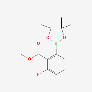 molecular formula C14H18BFO4 B1469387 2-Fluoro-6-(4,4,5,5-tetramethyl-[1,3,2]dioxaborolan-2-yl)-benzoic acid methyl ester CAS No. 1293284-61-3