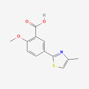 molecular formula C12H11NO3S B14693986 Benzoic acid, 2-methoxy-5-(4-methyl-2-thiazolyl)- CAS No. 35195-82-5