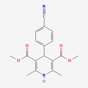molecular formula C18H18N2O4 B14694038 Dimethyl 4-(4-cyanophenyl)-2,6-dimethyl-1,4-dihydropyridine-3,5-dicarboxylate CAS No. 32927-12-1