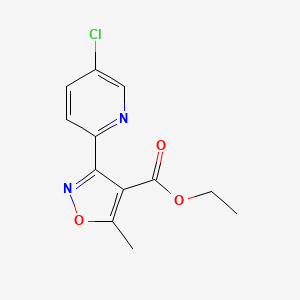 molecular formula C12H11ClN2O3 B1469407 3-(5-Chloro-pyridin-2-yl)-5-methyl-isoxazole-4-carboxylic acid ethyl ester CAS No. 1159252-16-0