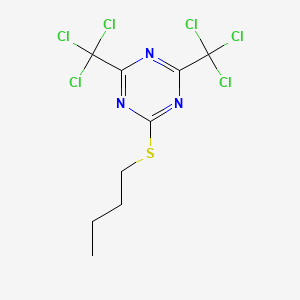 molecular formula C9H9Cl6N3S B14694233 s-Triazine, 2-(butylthio)-4,6-bis(trichloromethyl)- 