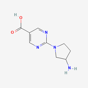 molecular formula C9H12N4O2 B1469429 2-(3-Aminopyrrolidin-1-yl)pyrimidine-5-carboxylic acid CAS No. 1873368-76-3