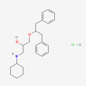 molecular formula C24H34ClNO2 B14694503 1-((alpha-Benzylphenethyl)oxy)-3-(cyclohexylamino)-2-propanol hydrochloride CAS No. 35132-79-7