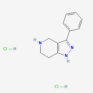 molecular formula C12H15Cl2N3 B1469461 3-苯基-1H,4H,5H,6H,7H-吡唑并[4,3-c]吡啶二盐酸盐 CAS No. 87628-50-0