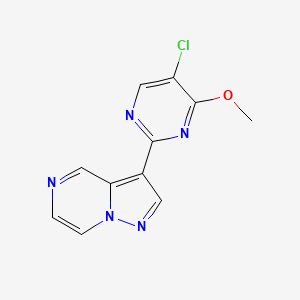 molecular formula C11H8ClN5O B1469466 3-(5-Chloro-4-methoxypyrimidin-2-yl)pyrazolo[1,5-a]pyrazine CAS No. 1330044-04-6