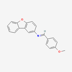 molecular formula C20H15NO2 B14694683 (E)-N-(Dibenzo[b,d]furan-2-yl)-1-(4-methoxyphenyl)methanimine CAS No. 35751-60-1