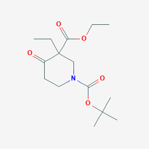 molecular formula C15H25NO5 B1469470 1-(Tert-butyl) 3-ethyl 3-ethyl-4-oxopiperidine-1,3-dicarboxylate CAS No. 1445796-02-0