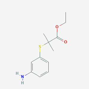molecular formula C12H17NO2S B1469471 Ethyl 2-[(3-aminophenyl)thio]-2-methylpropanoate CAS No. 1335140-16-3
