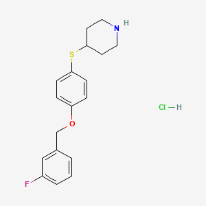 molecular formula C18H21ClFNOS B1469474 4-({4-[(3-Fluorobenzyl)oxy]phenyl}sulfanyl)piperidine hydrochloride CAS No. 1008772-89-1