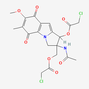 molecular formula C20H20Cl2N2O8 B14694745 Acetic acid, chloro-, diester with N-(2,3,5,8-tetrahydro-1-hydroxy-9-(hydroxymethyl)-7-methoxy-6-methyl-5,8-dioxo-1H-pyrrolo(1,2-a)indol-2-yl)acetamide CAS No. 32492-85-6