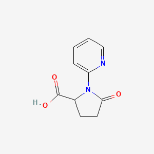molecular formula C10H10N2O3 B1469480 5-Oxo-1-(pyridin-2-yl)pyrrolidine-2-carboxylic acid CAS No. 2089674-26-8
