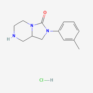 molecular formula C13H18ClN3O B1469488 2-(3-methylphenyl)hexahydroimidazo[1,5-a]pyrazin-3(2H)-one hydrochloride CAS No. 1002337-94-1