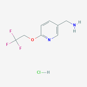 molecular formula C8H10ClF3N2O B1469492 [6-(2,2,2-Trifluoroethoxy)pyridin-3-yl]methanamine hydrochloride CAS No. 1373867-21-0