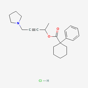 molecular formula C22H30ClNO2 B14694923 Cyclohexanecarboxylic acid, 1-phenyl-, 1-methyl-4-(1-pyrrolidinyl)-2-butynyl ester, hydrochloride CAS No. 24642-40-8