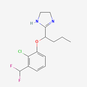molecular formula C14H17ClF2N2O B1469506 2-(1-(2-Chloro-3-(difluoromethyl)phenoxy)butyl)-4,5-dihydro-1H-imidazole CAS No. 1134637-59-4