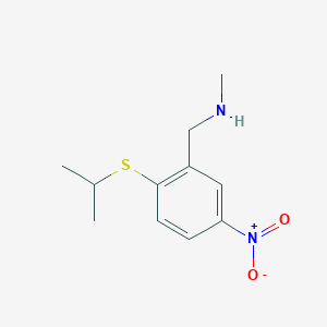 B1469520 (2-Isopropylsulfanyl-5-nitrobenzyl)-methylamine CAS No. 1037082-36-2