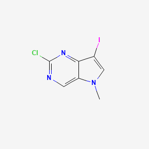 molecular formula C7H5ClIN3 B1469527 2-氯-7-碘-5-甲基-5H-吡咯并[3,2-d]嘧啶 CAS No. 1152475-62-1
