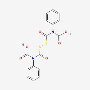 molecular formula C16H12N2O6S2 B14695343 [[Carboxy(phenyl)carbamoyl]disulfanyl]carbonyl-phenylcarbamic acid CAS No. 26555-47-5