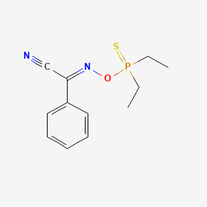 molecular formula C12H15N2OPS B14695369 Phenylglyoxylonitrile oxime diethylphosphinothioate CAS No. 32791-93-8
