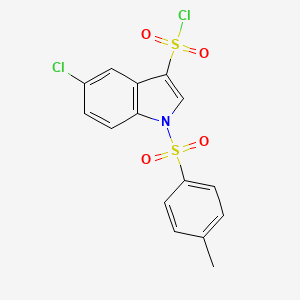 molecular formula C15H11Cl2NO4S2 B1469538 5-Chloro-1-(4-methylbenzenesulfonyl)-1H-indole-3-sulfonyl chloride CAS No. 1341039-18-6