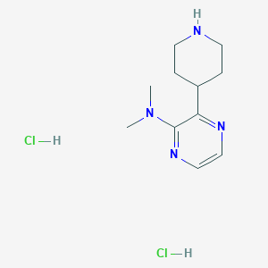 molecular formula C11H20Cl2N4 B1469545 N,N-dimethyl-3-(piperidin-4-yl)pyrazin-2-amine dihydrochloride CAS No. 1361116-10-0