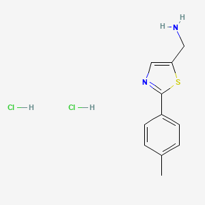 molecular formula C11H14Cl2N2S B1469548 {[2-(4-Methylphenyl)-1,3-thiazol-5-yl]methyl}amine dihydrochloride CAS No. 1401425-34-0