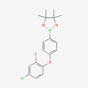 molecular formula C18H19BClFO3 B1469553 2-[4-(4-Chloro-2-fluorophenoxy)phenyl]-4,4,5,5-tetramethyl-[1,3,2]dioxaborolane CAS No. 1426337-41-8