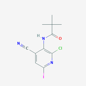molecular formula C11H11ClIN3O B1469556 N-(2-Chloro-4-cyano-6-iodopyridin-3-YL)pivalamide CAS No. 1346446-97-6