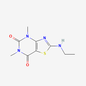 molecular formula C9H12N4O2S B14695602 Thiazolo(4,5-d)pyrimidine-5,7(4H,6H)-dione, 4,6-dimethyl-2-(ethylamino)- CAS No. 31895-48-4