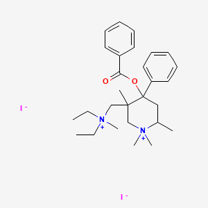 molecular formula C28H42I2N2O2 B14695619 Piperidinium, 4-benzoyloxy-5-(diethylmethylammoniomethyl)-4-phenyl-1,1,2,5-tetramethyl-, diiodide CAS No. 28060-60-8