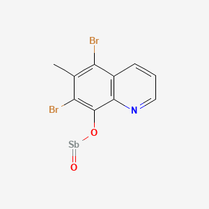 molecular formula C10H6Br2NO2Sb B14695701 Quinoline, 5,7-dibromo-6-methyl-8-(stibosooxy)- CAS No. 35592-47-3
